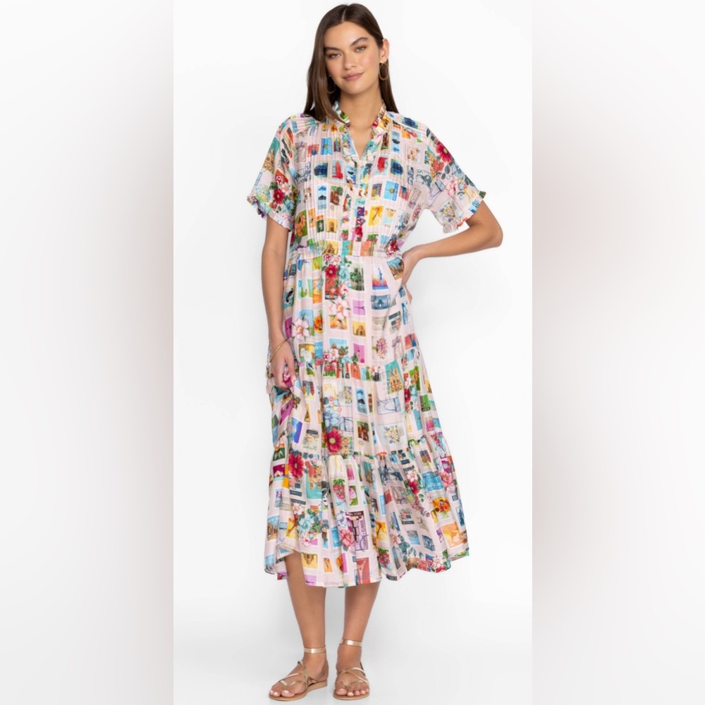 Johnny Was Sekai Mary Short Sleeve Midi Slip Dress Size XL